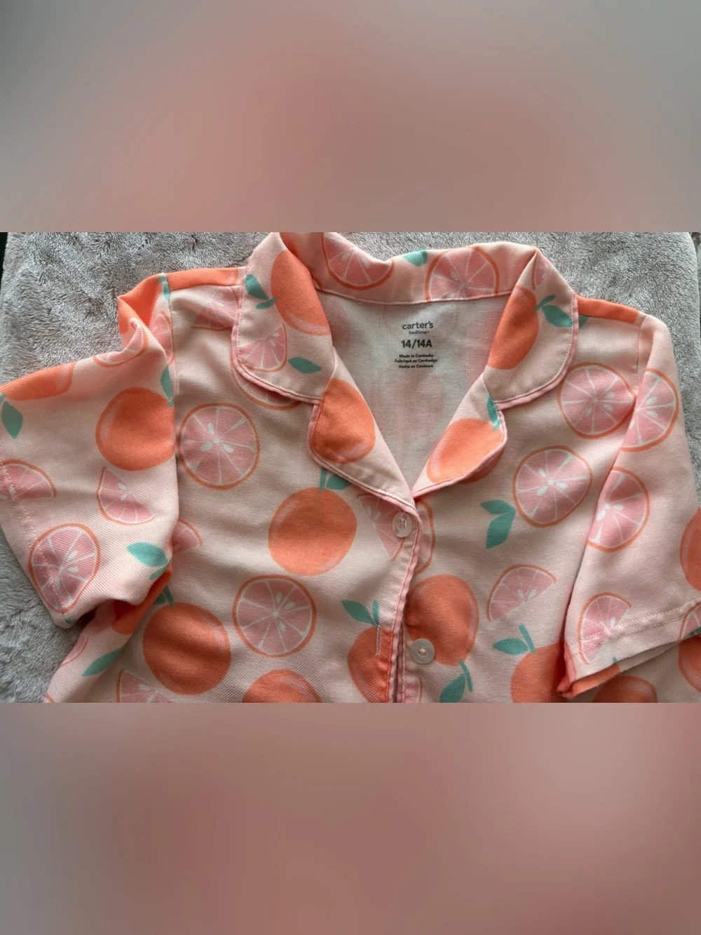 Carter's Peach and Mint Fruit Print Short-Sleeve Pajama Set